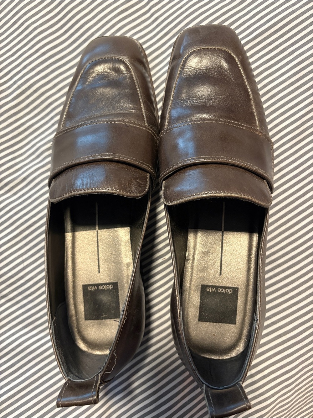 Dolce Vita Dark Olive Leather Slip-On Loafers